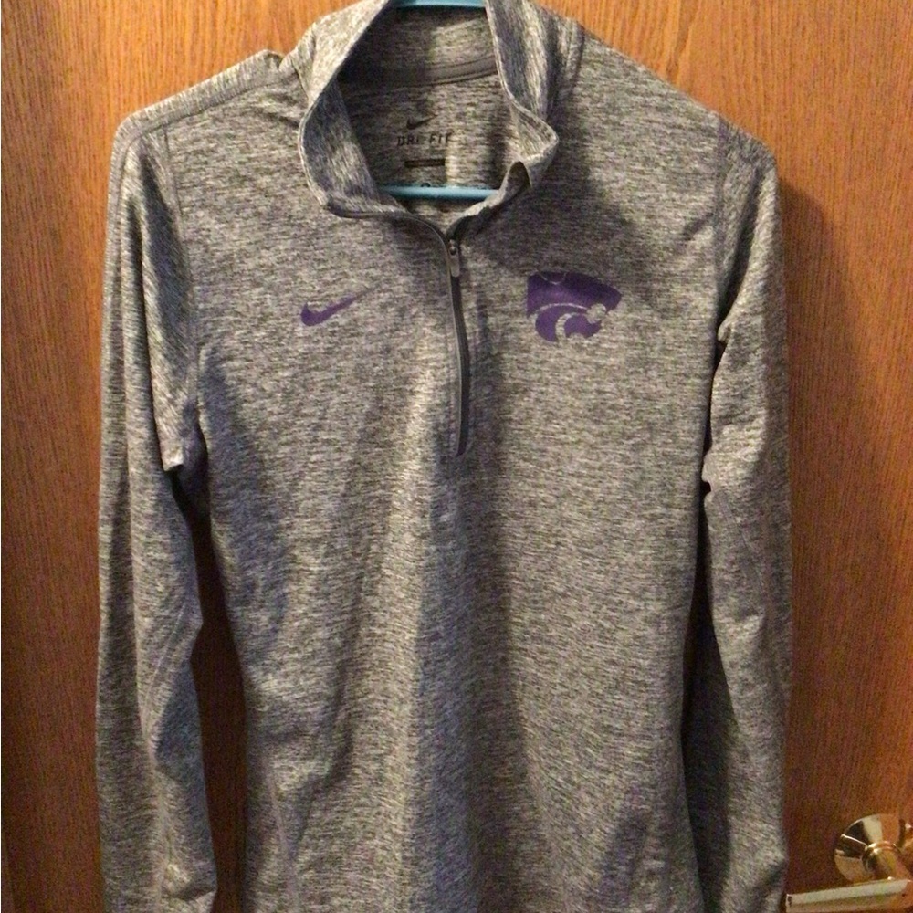 Nike Dri-Fit small long sleeve zip running shirt Kansas State K State logo